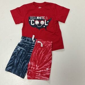 Red, White & Cool Kids 4th of July Holiday Shorts Set Sz 3T
